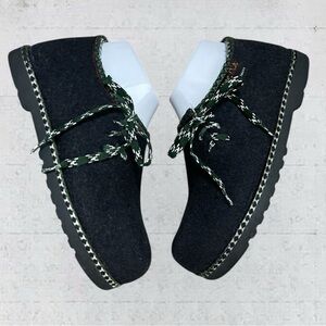 Wild N Wooly By Stegmann Black Wool Felt Lace Up Clogs Size 8 Comfort